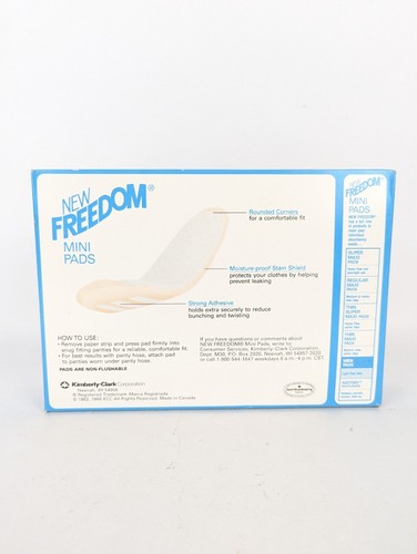 1988 NEW Freedom Mini Pads Light Flow Sealed Box Of 30 RARE 80s - Picture 2 of 4