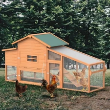 Outdoor Wooden Chicken Coop Nest Box Hen House Poultry Animal Hutch With Wheels