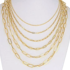 10k Yellow Gold Paperclip 2mm-7mm Chain Cable Rolo Necklace Mens Womens 16"-24"