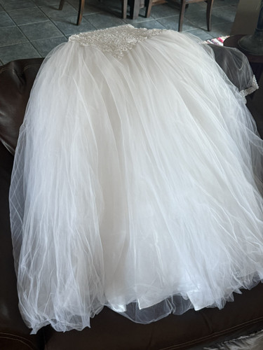 David’s Bridal Wedding Gown Under Skirt w/ Vail -White-Size 20 Beaded Halter Top - Picture 15 of 22