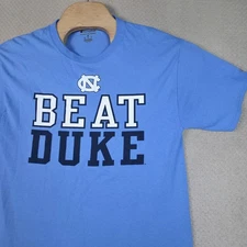 Champion UNC Tar Heels T-Shirt Mens M Beat Duke Carolina Blue NCAA Rivalry Tee
