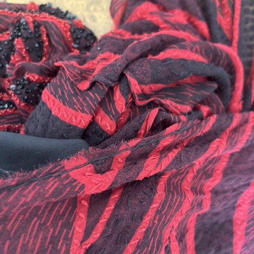 Vintage Y2K 90s Womens Black Red Silky Beaded Bodycon Prom Dress Gown Open Back - Picture 14 of 14