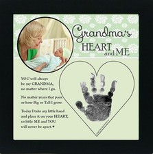 Baby Keepsake Handprint and Photo For Grandma 8" x 8" Black Frame With Ink