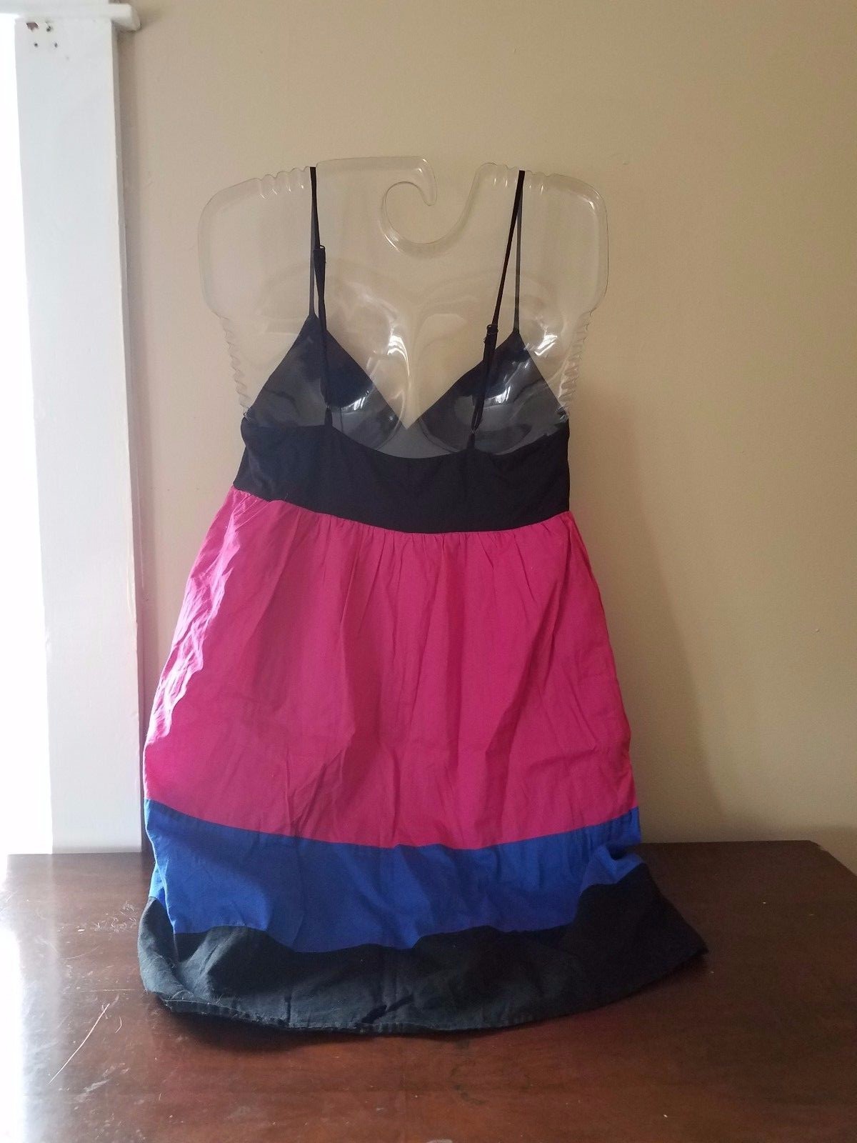 21 Twenty One Women's S Black Pink Blue Spaghetti Strap Cotton Lined Shirt