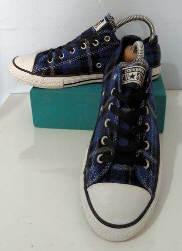 Converse Chuck Taylor Blue Black Wool Plaid Sneakers Trainers Size UK 4