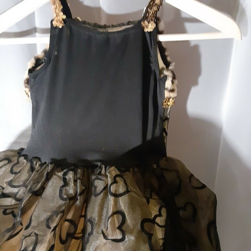 Gold & schwarz Leopard Filz Herz Kuh Kleid klein 4-6 Kostüm formell - Bild 7 von 7