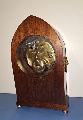 Fancy Quincy England Mantel Clock Mahogany Finish Bell Strike Movement Working - Picture 7 of 11