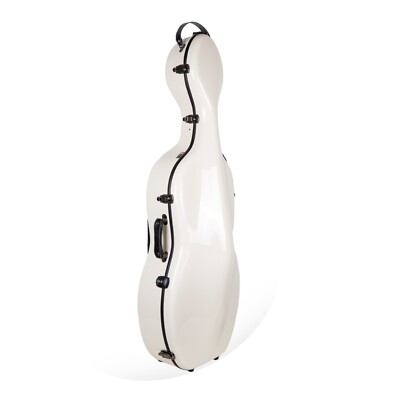 Crossrock Fiberglass Cello Case with Wheels-Fits 4/4 Full Size Cello-Milk-White