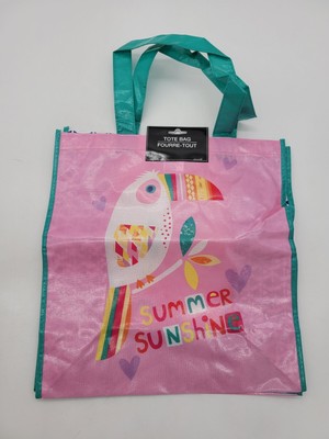 Summer Sunshine Tucan pink Tote Bag 13'' x 13.5'' x 7'' Brand New 