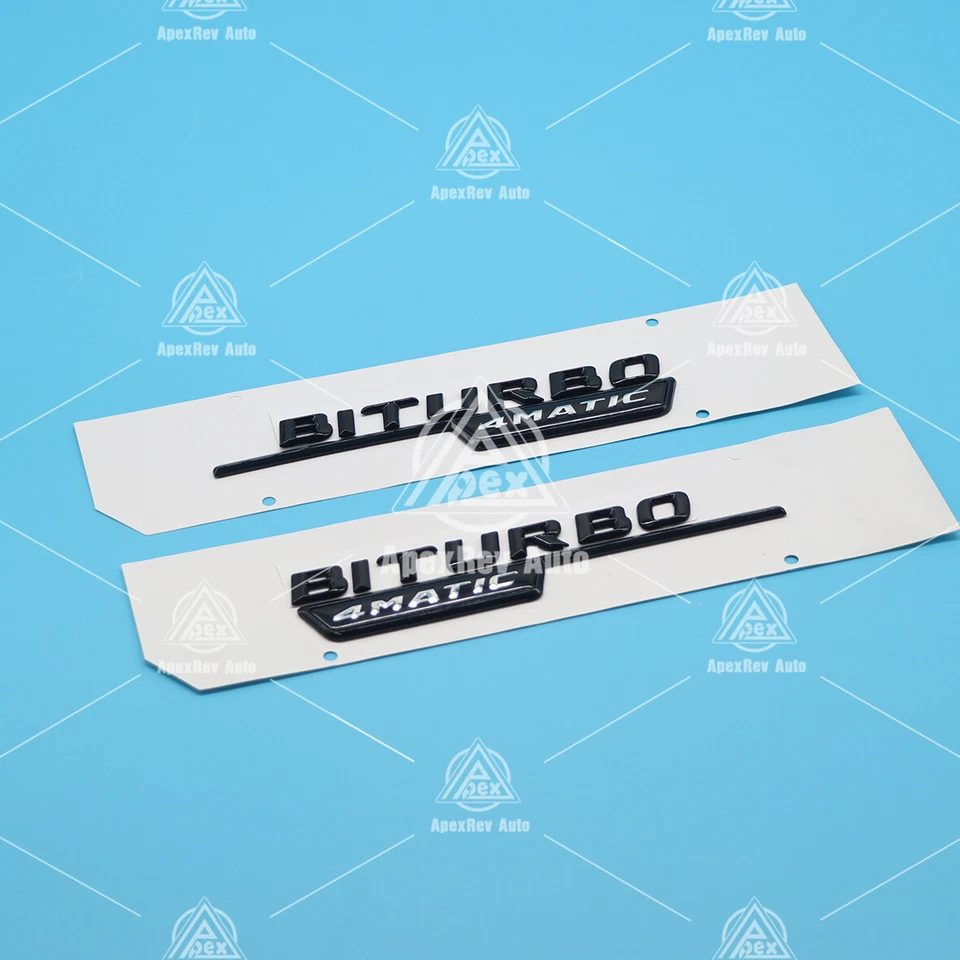 For AMG C43 E43 GLC43 GLE43 BITURBO 4MATIC Emblem Fender Black Badge Fits Decal - Imagem 4 de 4