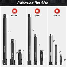 Workpro 9pc Impact Socket Driver Extension Bar Set 14 38 12 Drive Extension Workpro 9pc Impact Socket Driver Extension Bar Set 14 38 12 Drive Extension