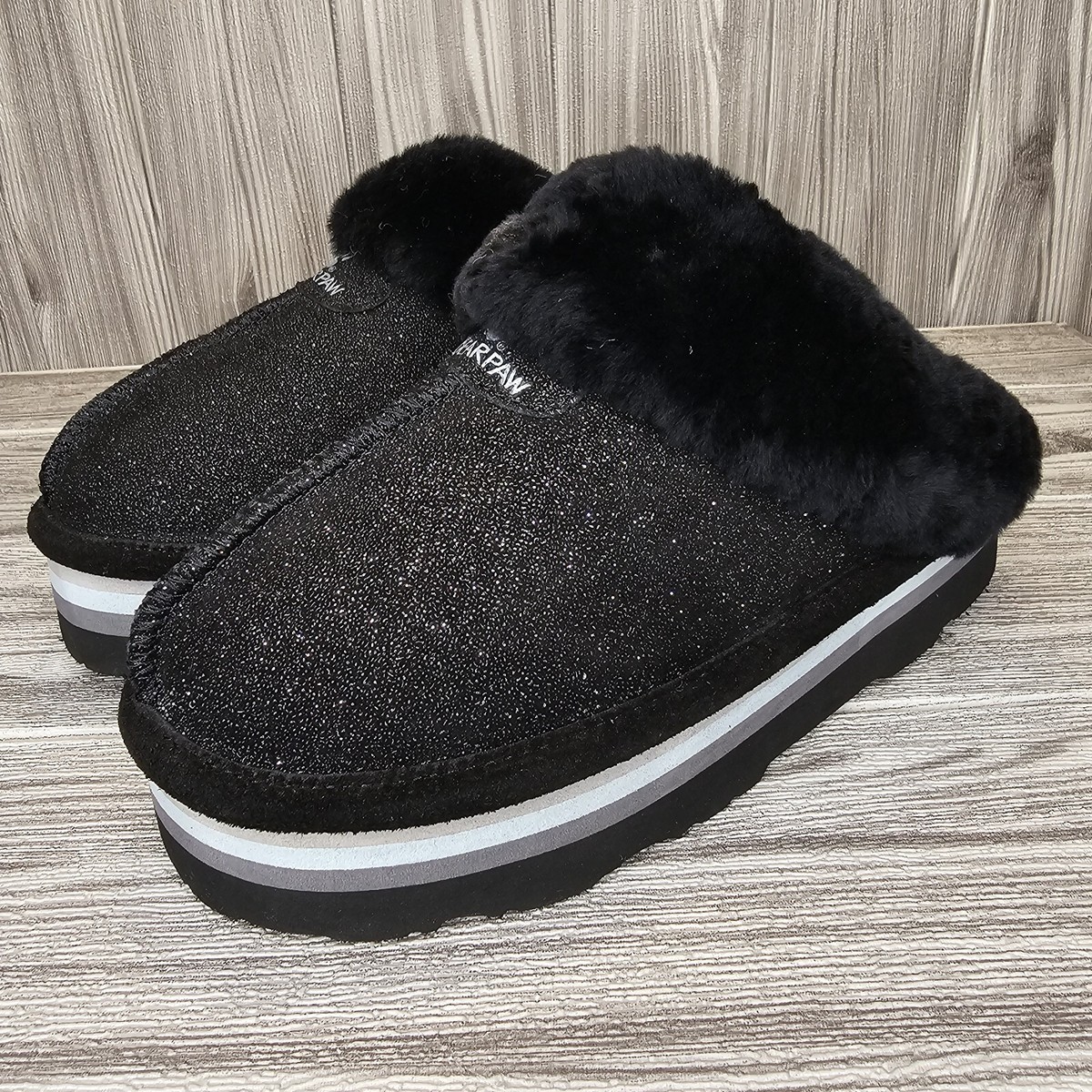 BEARPAW Retro Loki Black Caviar Slippers 2487W-550 Women's