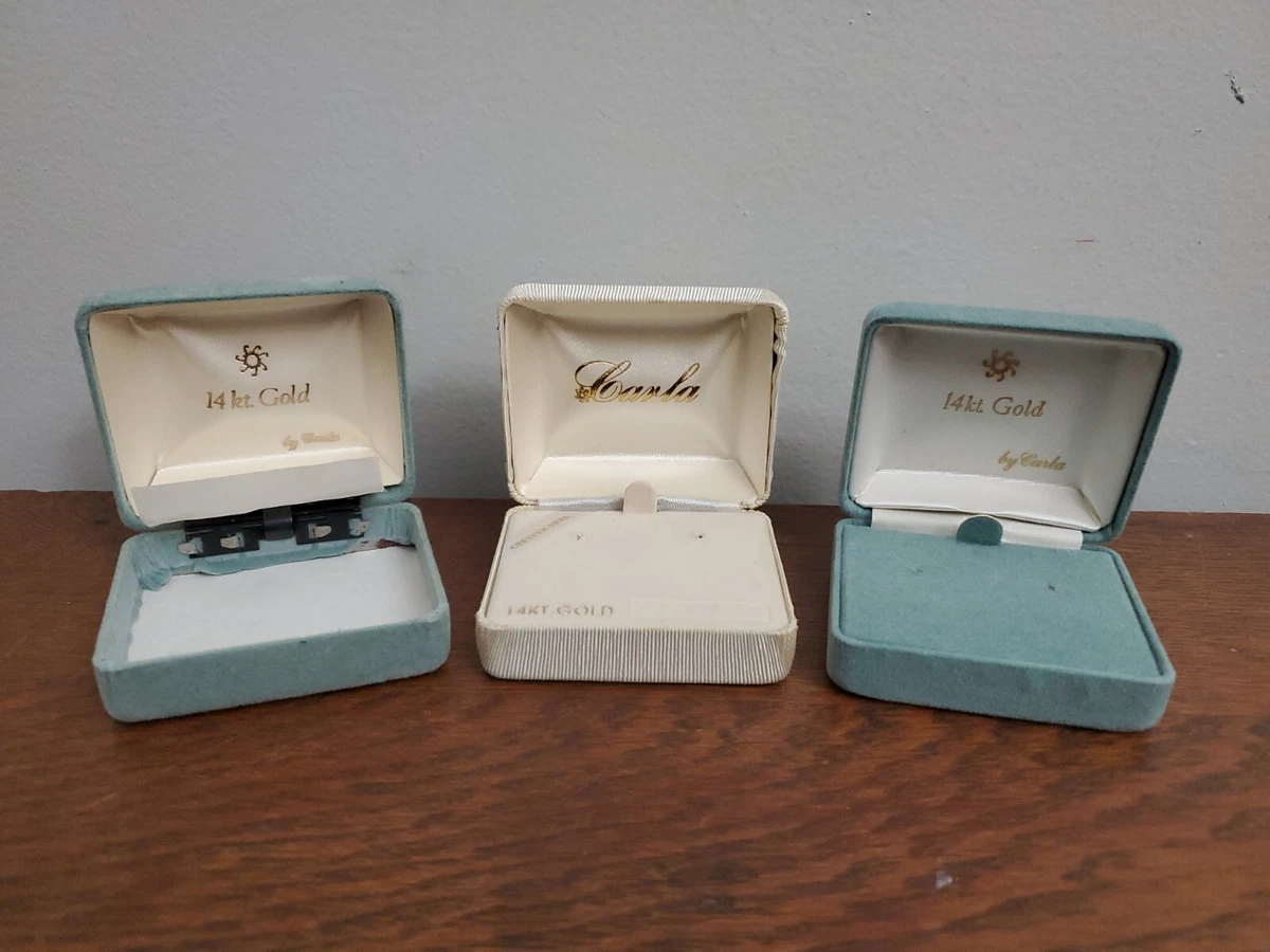 VINTAGE JEWELRY EARRINGS FELT BOX LOT By Carla 14K Gold 3 Boxes