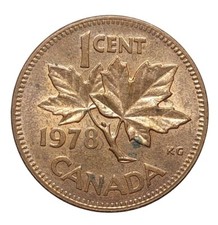 1978 Canada 1 Cent Queen Elizabeth II Bronze Coin KM#59 Maple Leaf S450
