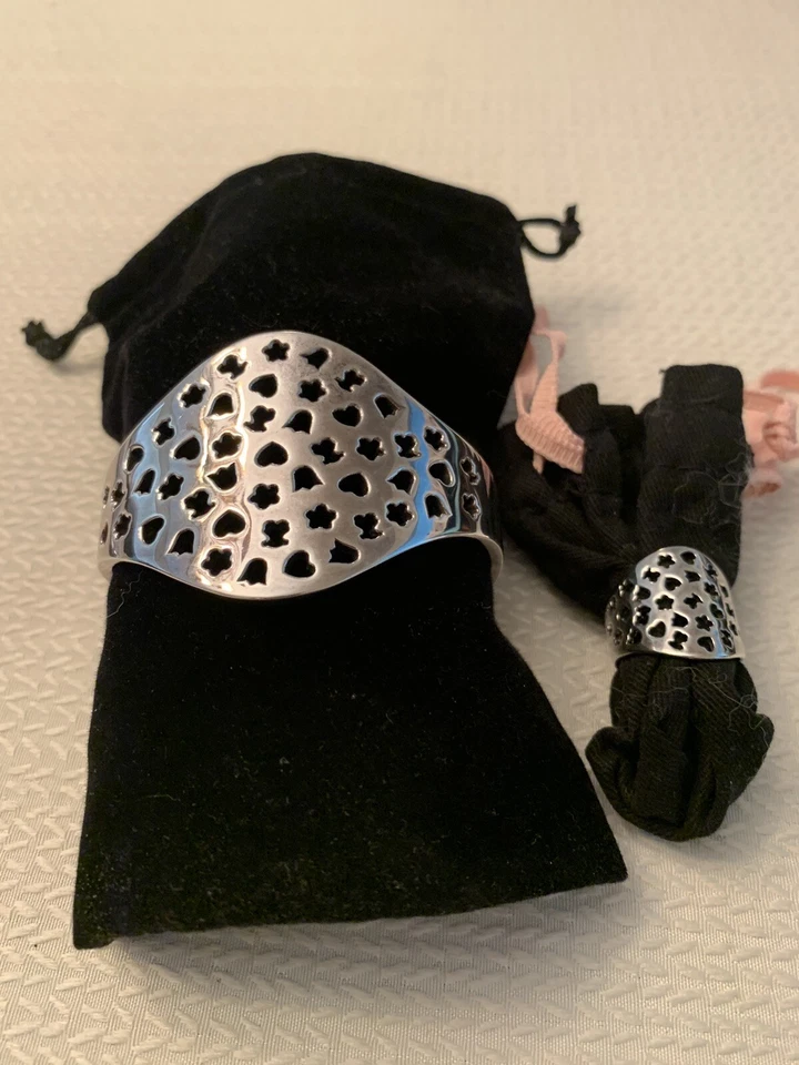 TOUS Sterling Silver Wide Cuff Bracelet Motif ~ Matching Ring Listed Separately - Image 3 of 4