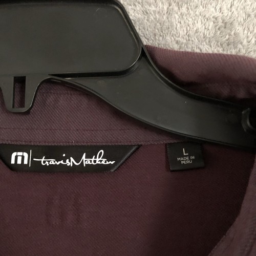 Travis Mathew Polo Shirt Top Golf Orlando Embroidered Logo Red Plum Large Mens - Picture 10 of 12