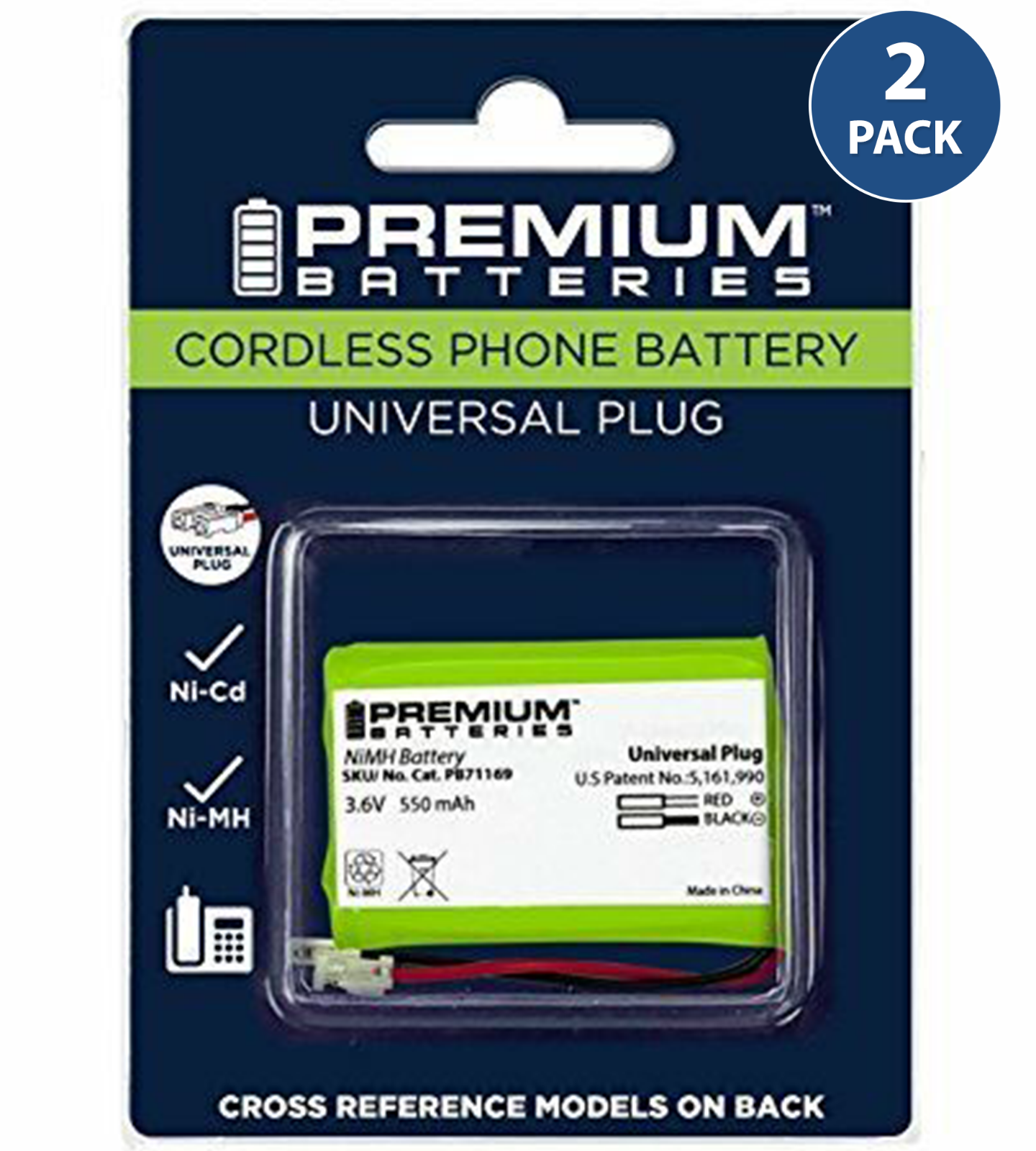 Premium Batteries BT-446 Vtech 89 Universal Cordless Phone Battery AAA3 (2 Pack)-image