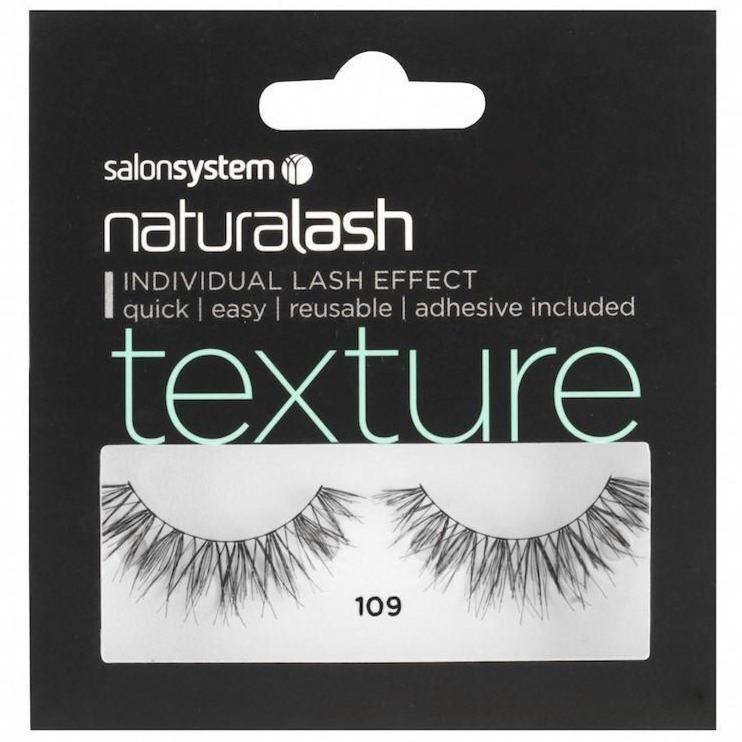 Salon System Naturalash Reusable Lashes - 109 Black Texture - Adhesive Included