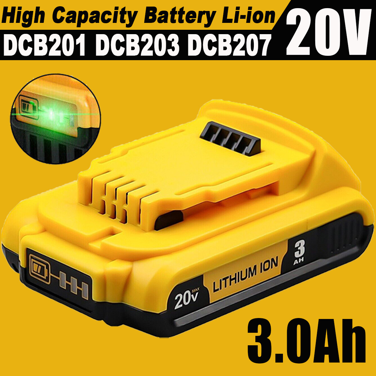 8.0Ah 20V Replacement Battery For DeWalt DCB200, DCB205, DCB206 & More