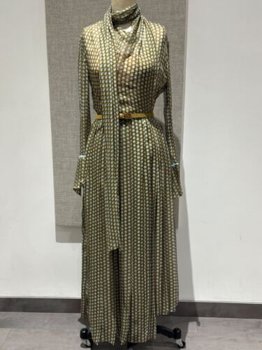 Authentic NEW FENDI Abito Fan Kaligraphy Chiffron Silk Dress Size 36