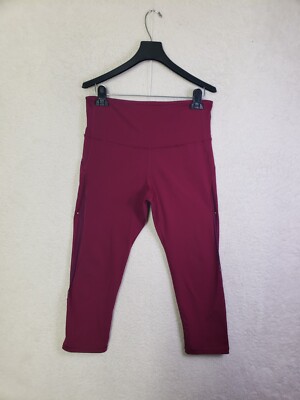 Old Navy Women Pants Large Burgundy Poly Blend Fitted Go Dry Active Leggings