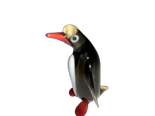 Multicolored Handblown Glass Penguin Figurine Statue Tuxedo style, 2.75" T NICE - Picture 3 of 13