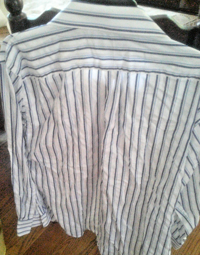 Camicia elegante Michael Kors uomo 17,5 34/35 XL blu righe bianche cotone bottoni - Foto 2 di 3
