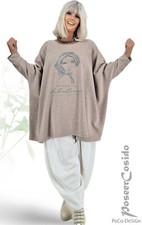 LAGENLOOK Pullover-Strick-Shirt sand Print 44...