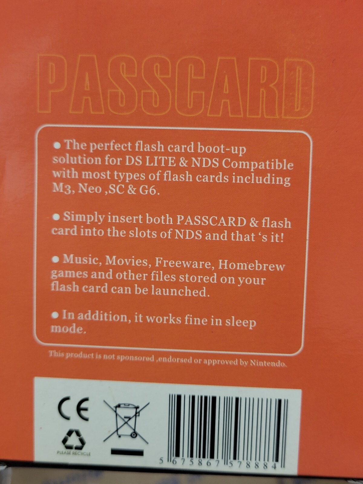 Nintendo DS Lite and NDS Passcard The Flashcard Bootup Solution for