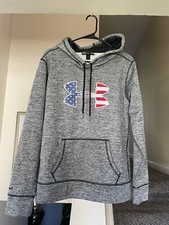 Under Armour ColdGear Womens Large Hoodie Sweatshirt Pullover USA American Flag