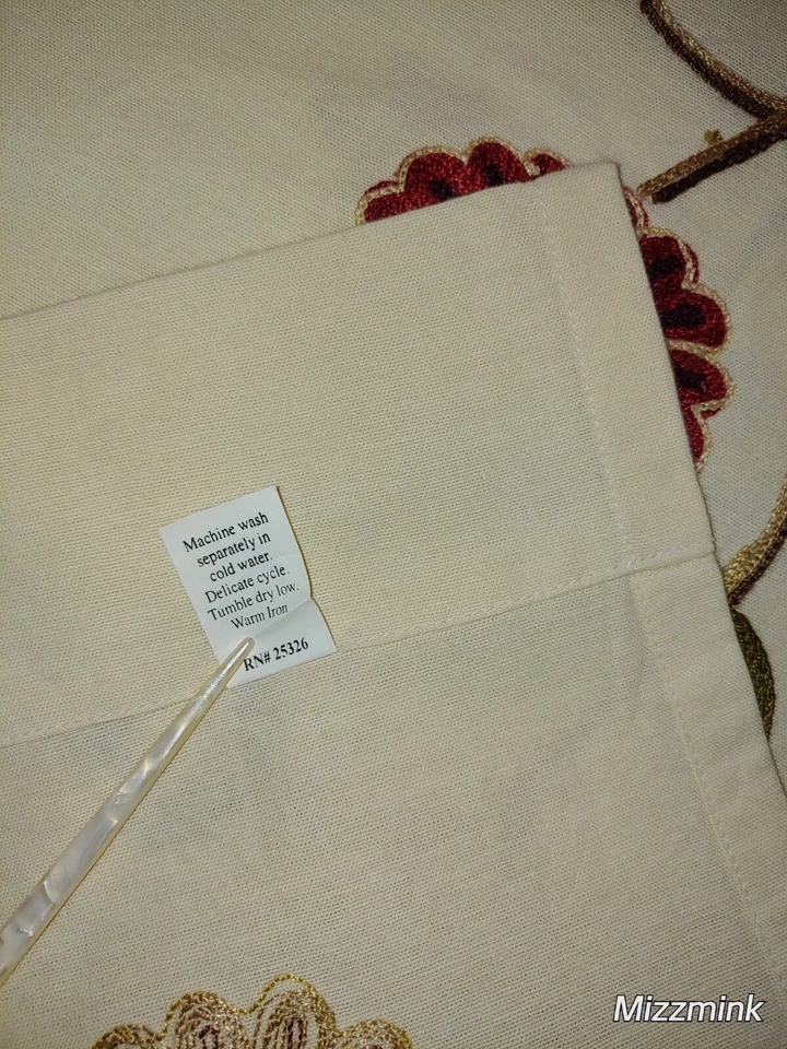 1 Panel Cortina Bolsillo Varilla Algodón Bordado Crewel Floral Mercado Mundial 44x83" Foto 3 de 4