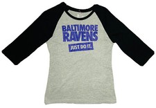 Nike NFL Team Apparel Baltimore Ravens Women Glitter 3/4 Raglan Sleeve Shirt; XL