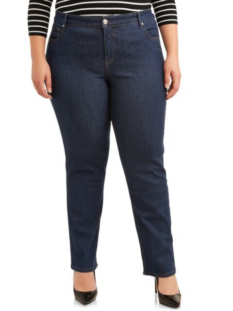 Women's Terra and Sky 2 Pocket Plus Size Pull On Dark Denim Petite Stretch Jeans