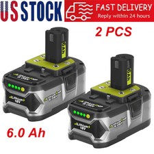 2 PCS 6.0Ah Lithium Battery for Ryobi P102 P200 P201 P203 P107 P108 One Plus 18V