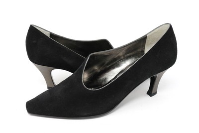black suede pumps mid heel