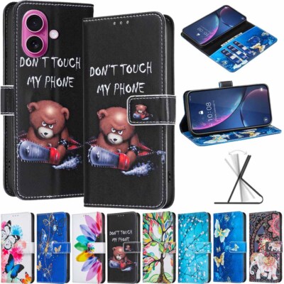 For iPhone 16 15 14 13 12 11 SE 7 8 Plus Magnetic Flip Leather Wallet Case Cover