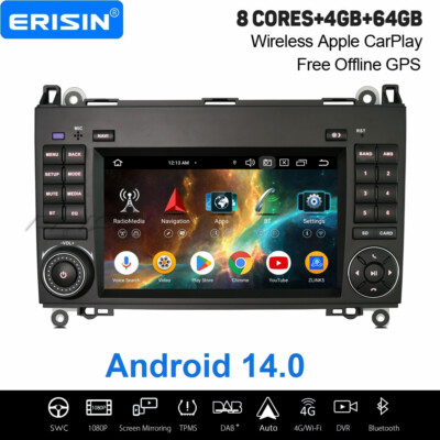 4GB+64GB Android 14 Autoradio GPS Mercedes BENZ A/B-Klasse Sprinter Vito Crafter