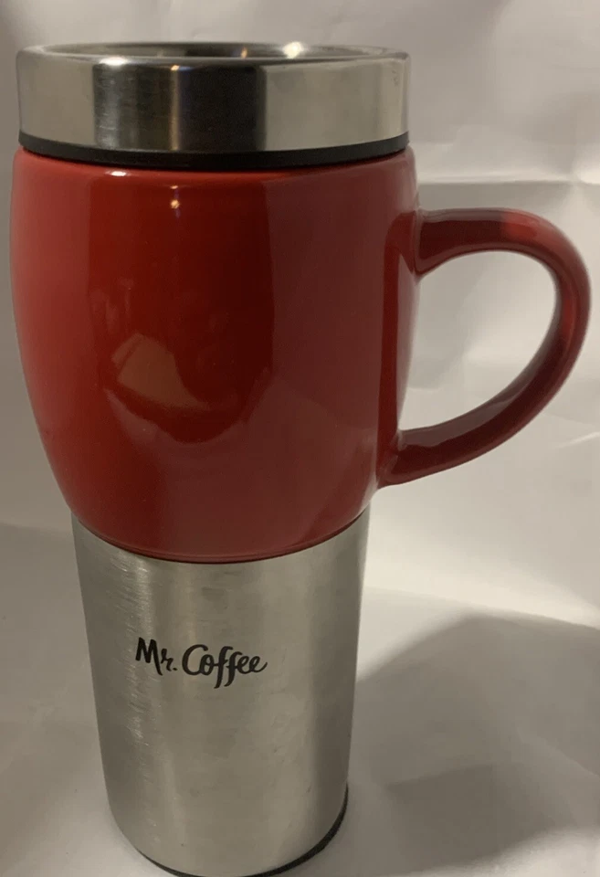 Taza de viaje Mr Coffee Traverse 16 oz roja de acero inoxidable y cerámica Foto 4 de 4