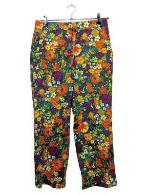 ODEEH Stoffhose Damen Hose Gr. DE 38 hellorange-blassgelb-grün Casual-Look