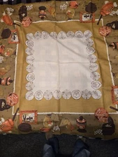 Rare Vintage 53" By 53" All Linen Tablecloth