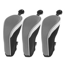 Golf Hybrid Club Head Covers with Dial No. Tag Pack of 3 All The Black/Gray