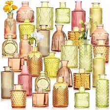 Glass Bud Vases 30Pcs Colored Orange Yellow Series Wedding Table Decor Bulk Gift