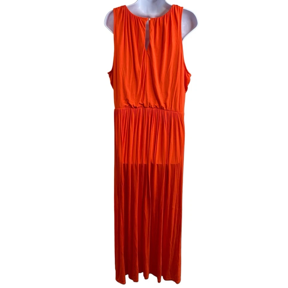 Maxi Vestido Para Mujer Old Azul Marino Naranja Jersey Sin Mangas Talla XL Fluido Acanalado Boho Foto 2 de 4