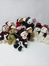 Ty Attic Treasures Lot of 10 –Christmas Holiday Bears Santa Snowman Plush w/ Tag