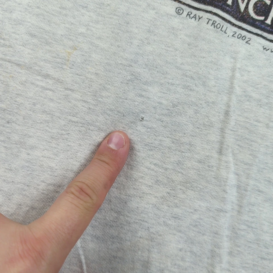 VTG Ray Troll Fish Shirt Mens L Gray Heather Theres No Free Lunch Monterey Bay - Image 4 of 4