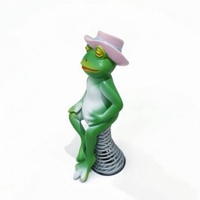 Frosch-Dekofigur mit Feder wackelnd Gartendeko wetterfest f&uuml;r Blumentopf,