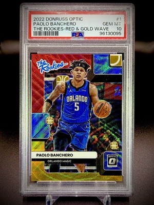 🏀🔥2022 Optic Paolo Banchero (RC)Red & Gold Wave Rated Rookie /99 SP PSA 10🔥🏀