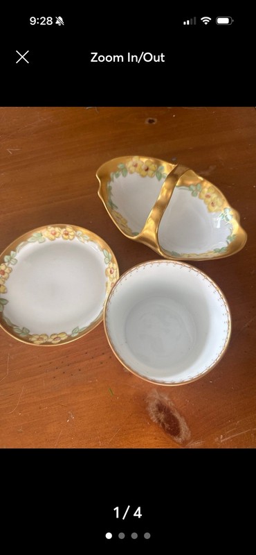 China Antique Porcelain Floral Gilt Vanity / Tea Set – 3 Pieces (Coordinated)