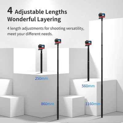 116cm Carbon Fiber Monopod Selfie Stick Extendable With 1/4 Screw For GoPro Hero