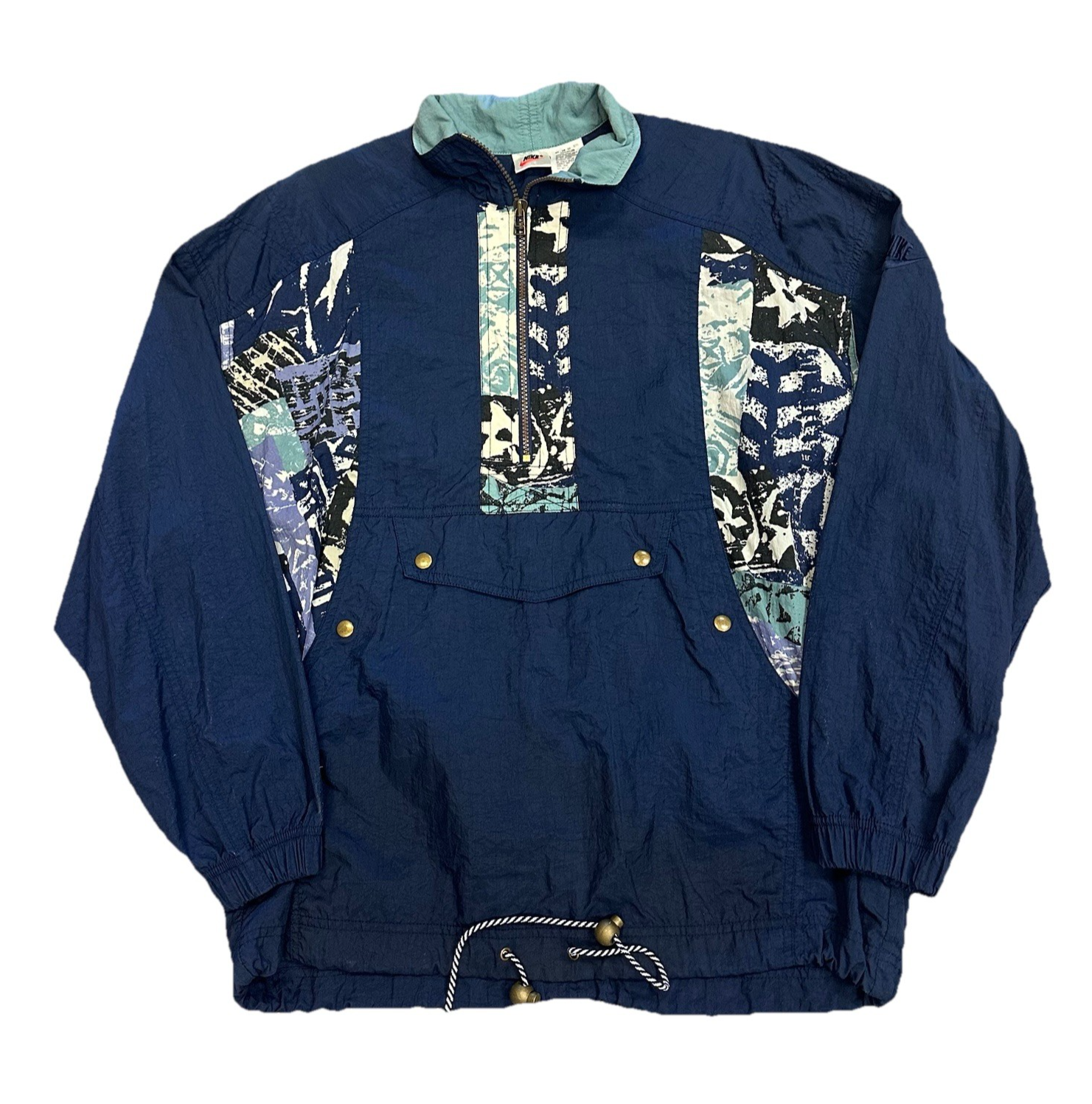 SACAI X NIKE Giacca a vento vintage Nike blu 1 2 zip floreale taglia donna M bianca etichetta H20